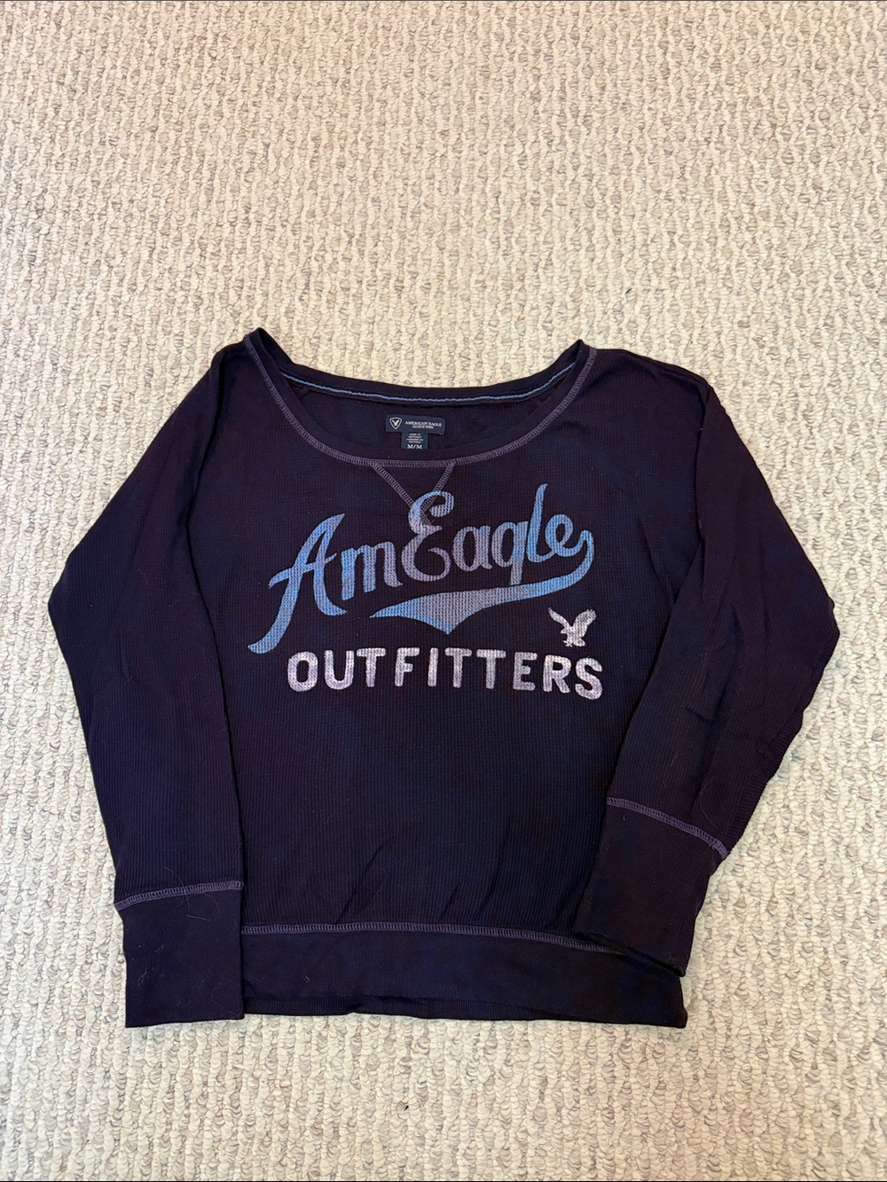 American Eagle Outfitters purple waffle crewneck long sleeve